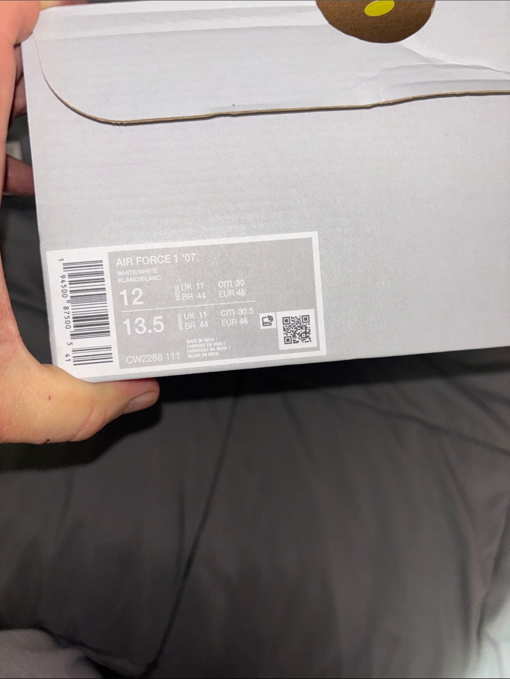 Nike White Low-Top Leather Sneakers Air Force 1 size 12 - Picture 6 of 6